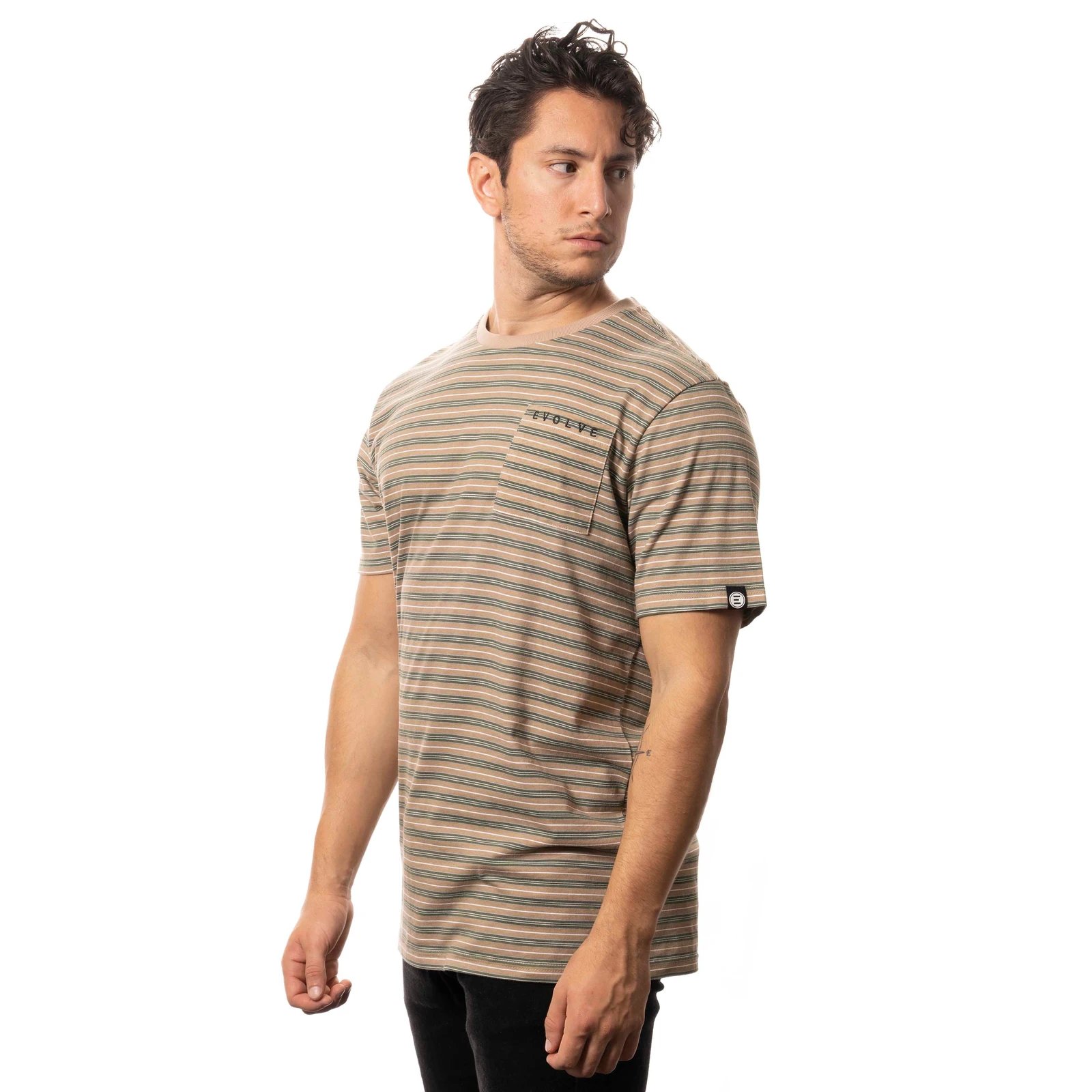 Blaze Striped Crew Tee Khaki 2