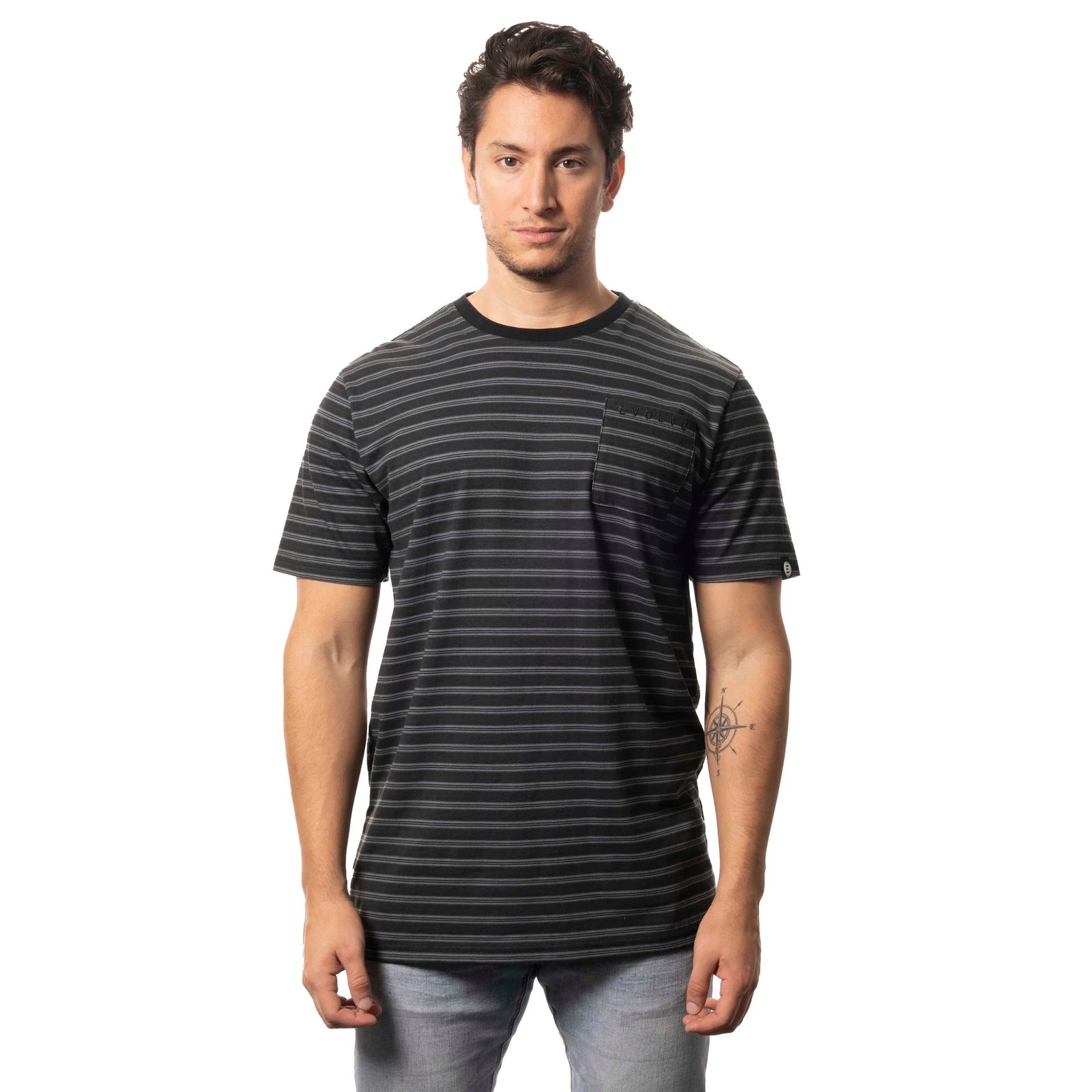 Blaze Striped Crew Tee Black