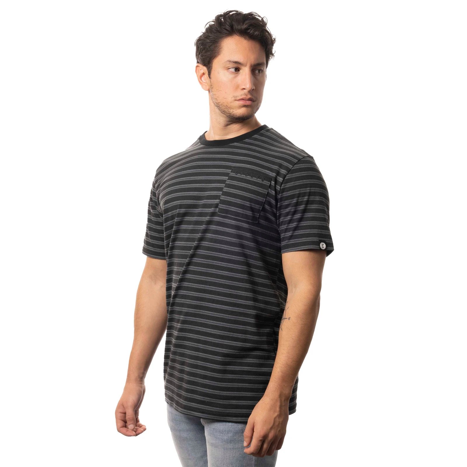 Blaze Striped Crew Tee Black 2
