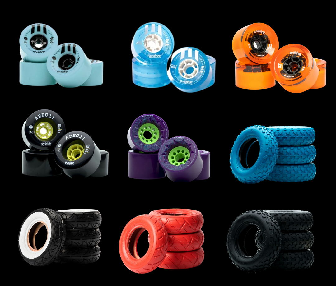 Personnalisation roues skateboard électrique Evolve Diablo Carbon