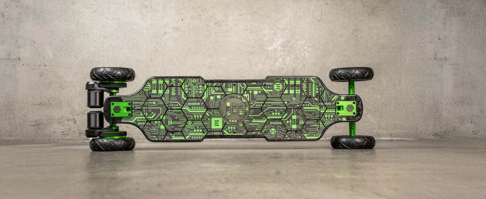 Diablo Carbon Green Mainframe - Skateboard électrique édition limitée Evolve Labs
